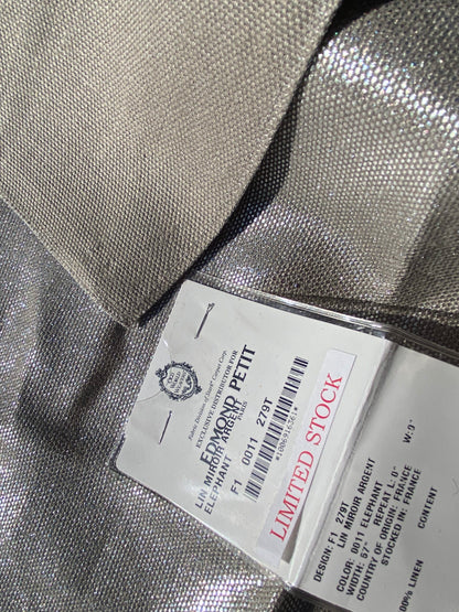 47 Berkbox104 Square Scalamandre Edmon Petit Lin Miroir Argent Elephant Linen  Gray Small Scale Texture MSRP USD 232/y