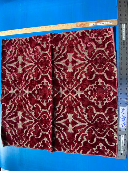 48 Berkbox104 Square Scalamandre Cut Velvet Renaissance Red Beige Classy