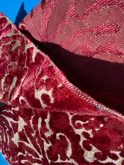 48 Berkbox104 Square Scalamandre Cut Velvet Renaissance Red Beige Classy