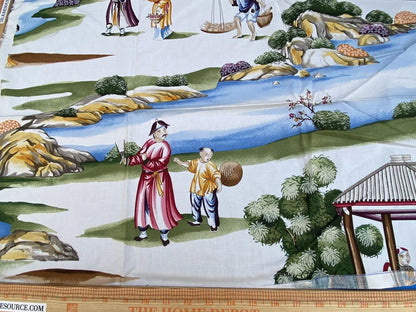 24a Scalamandre Shanghai Cotton Print 1 Yard x27"W MSRP USD536/Y Asian Landscape