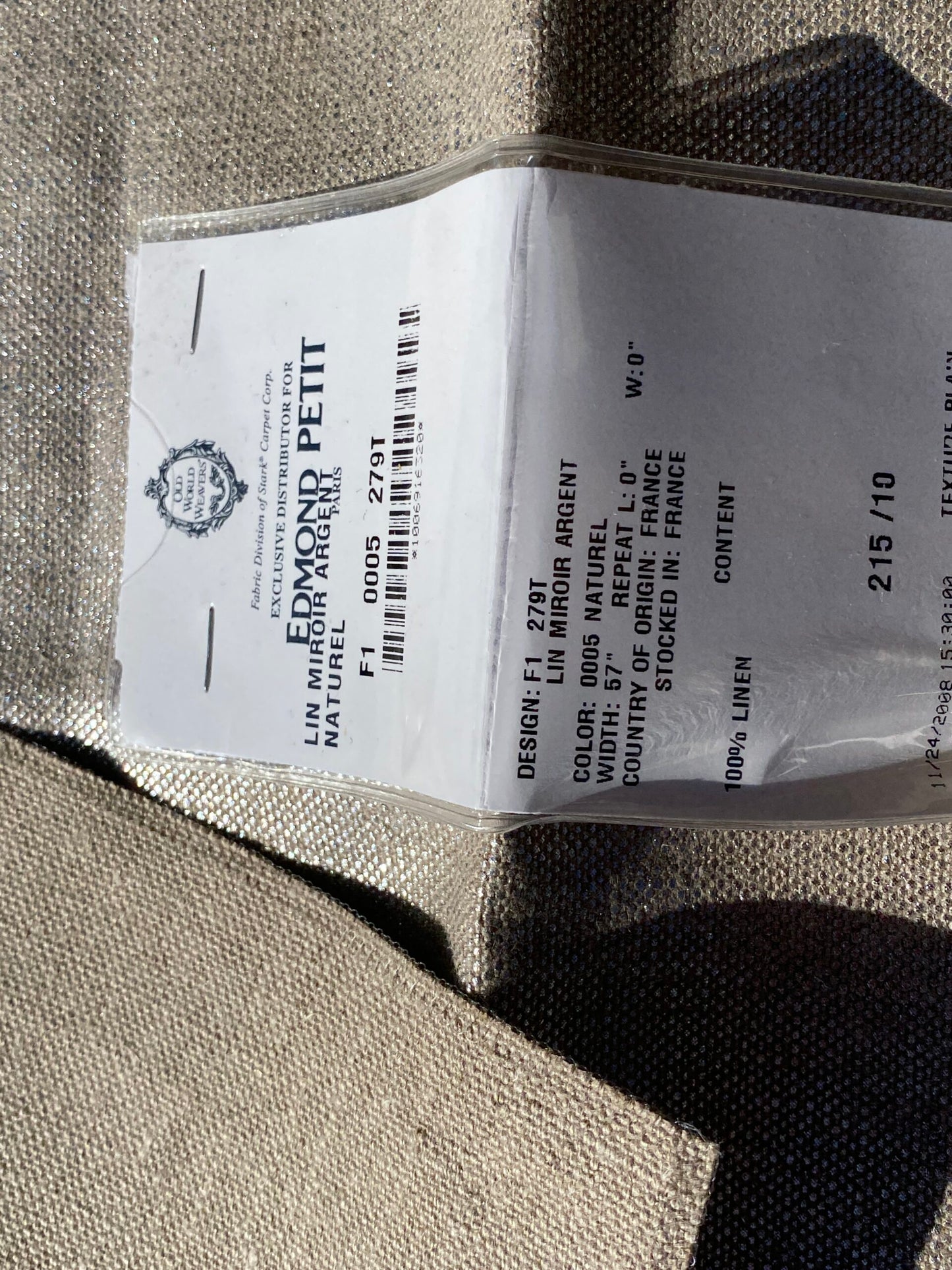 49 Berkbox104 Square Scalamandre Edmon Petit Lin Miroir Argent Naturel Linen  Gray Small Scale Texture MSRP USD 232/y