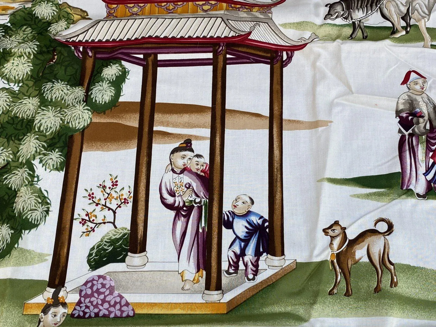 24a Scalamandre Shanghai Cotton Print 1 Yard x27"W MSRP USD536/Y Asian Landscape
