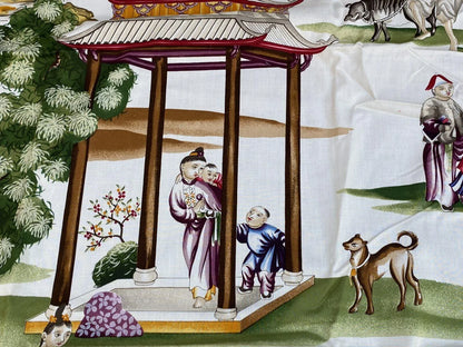 24a Scalamandre Shanghai Cotton Print 1 Yard x27"W MSRP USD536/Y Asian Landscape