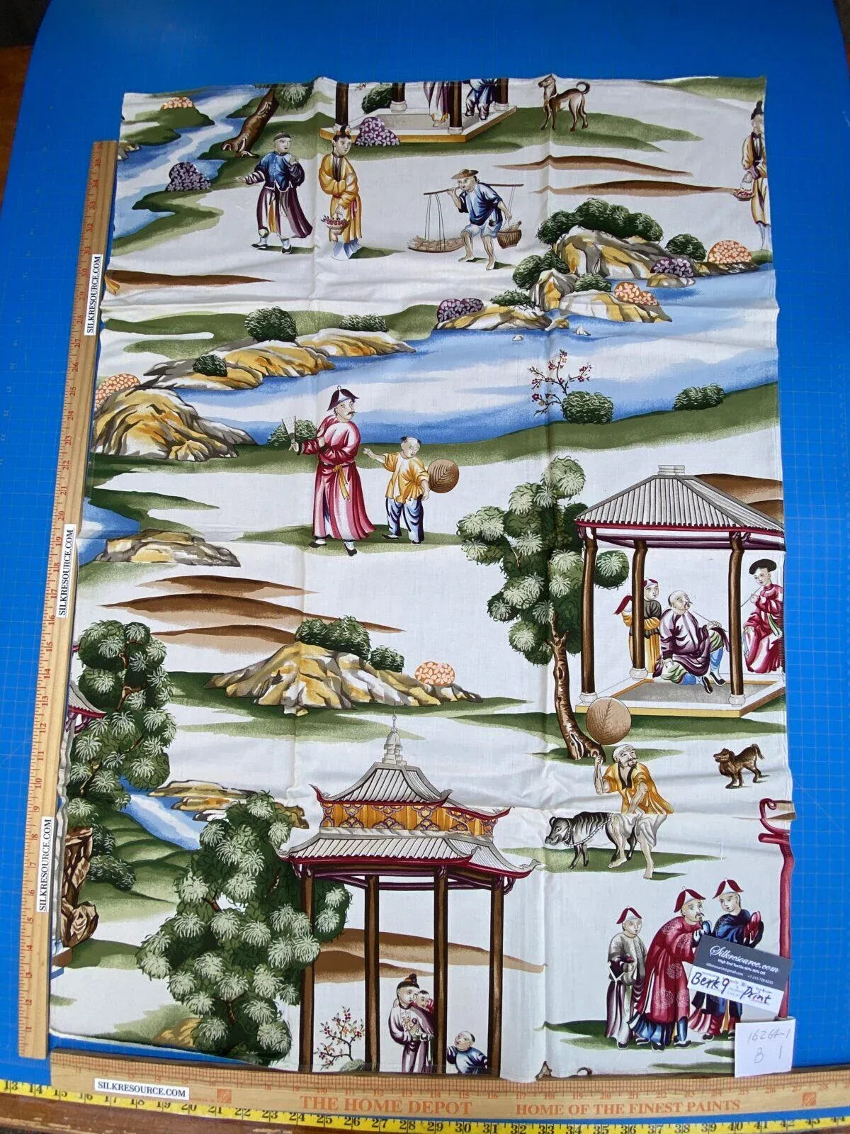 24b Scalamandre Shanghai Cotton Print 1 Yard x27"W MSRP USD536/Y Asian Landscape