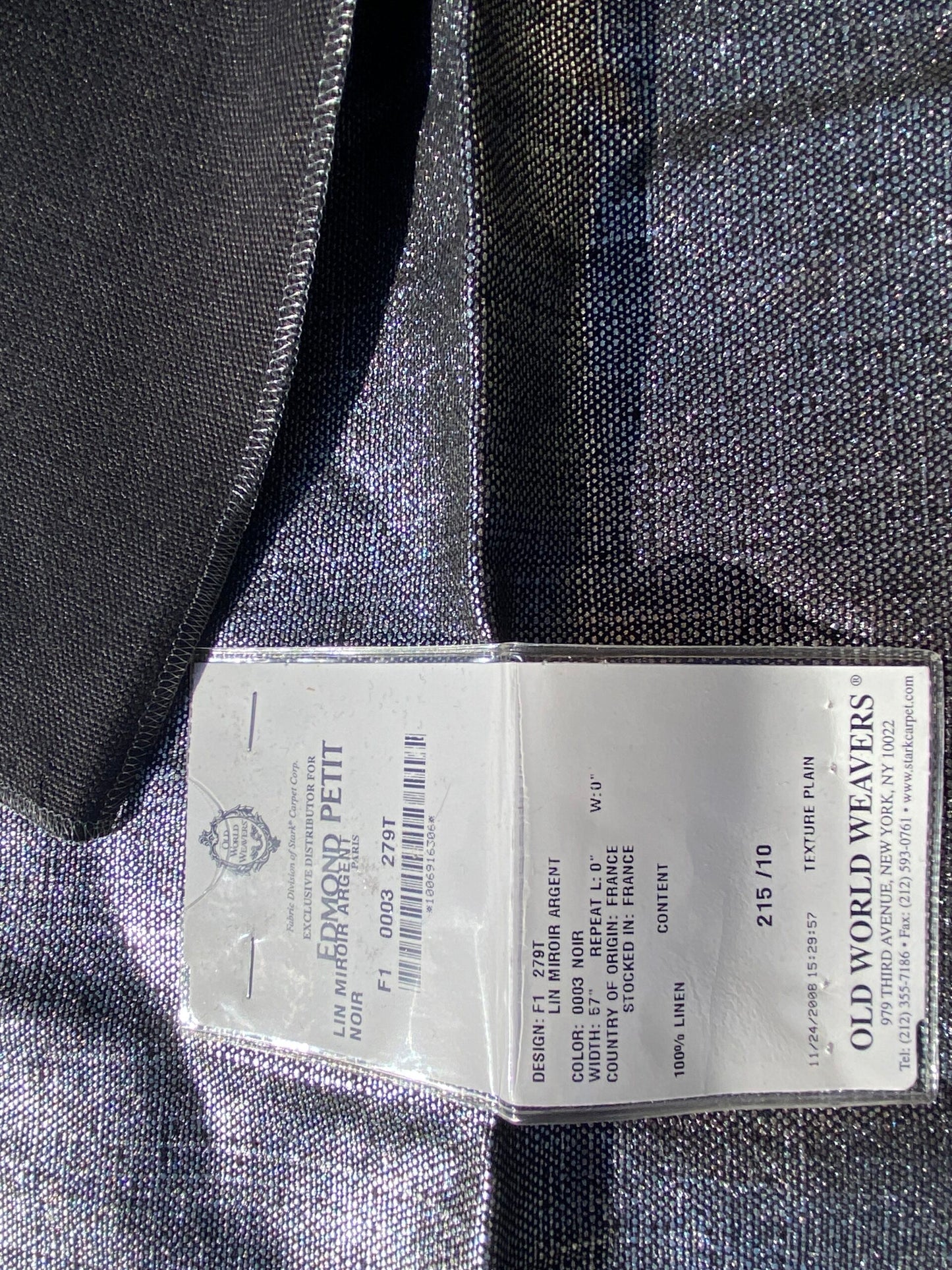 51 Berkbox104 Square Scalamandre Edmon Petit Lin Miroir Argent Noir Black Linen Beige Small Scale Texture MSRP USD 232/y