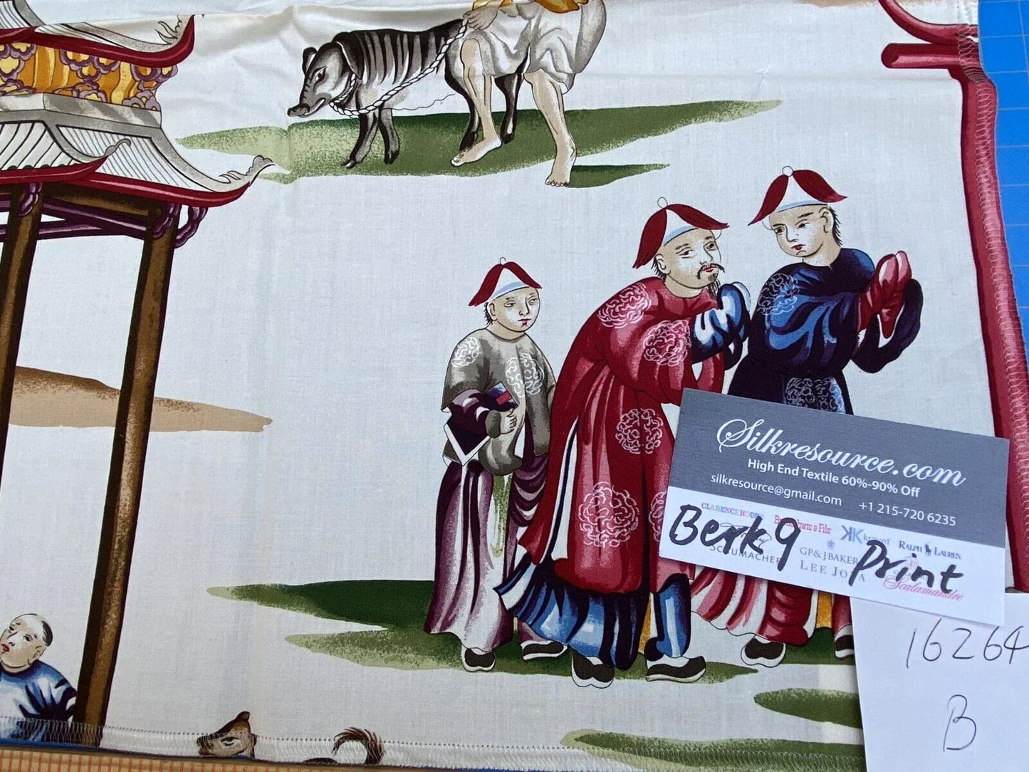 24b Scalamandre Shanghai Cotton Print 1 Yard x27"W MSRP USD536/Y Asian Landscape