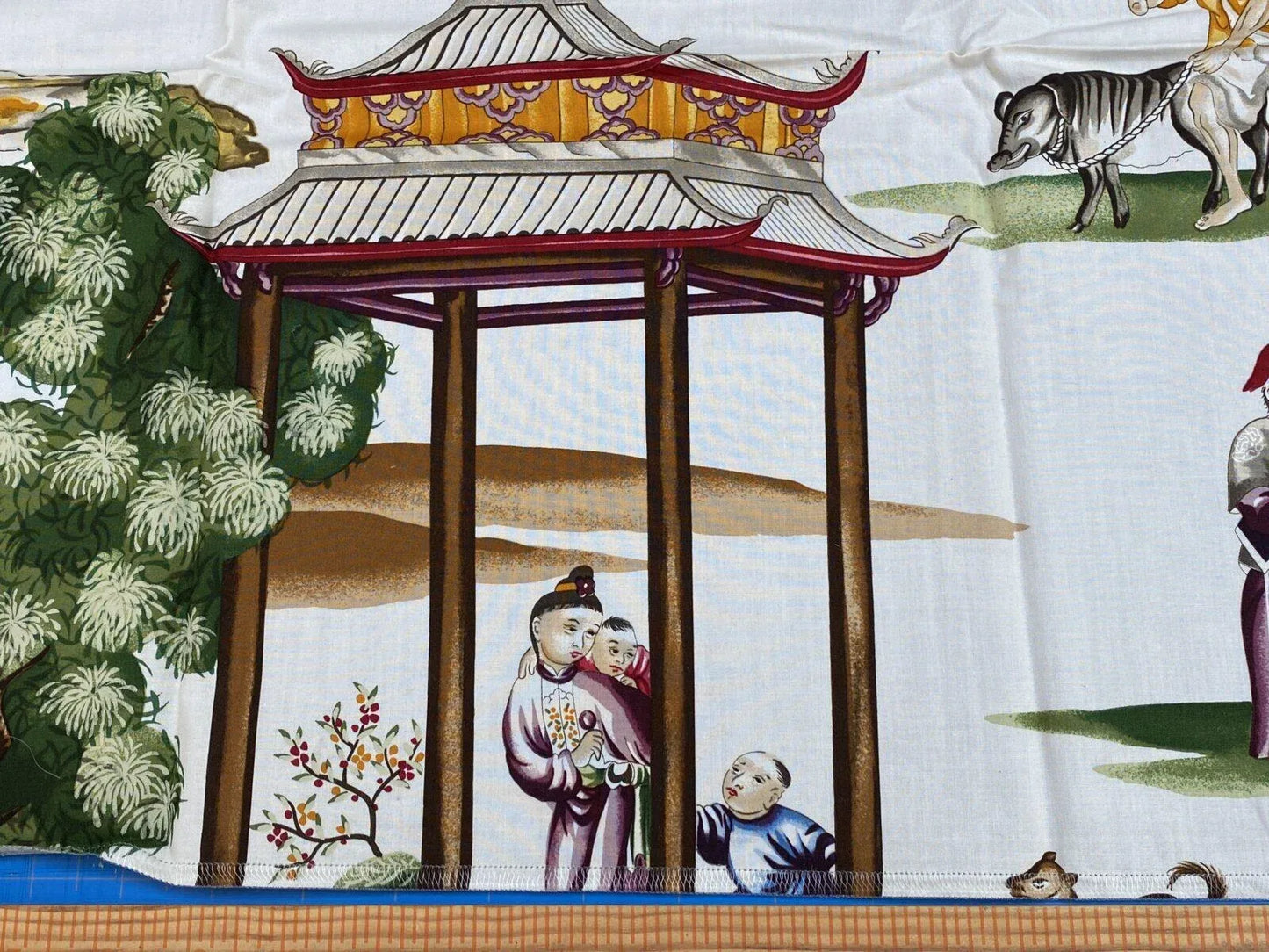 24b Scalamandre Shanghai Cotton Print 1 Yard x27"W MSRP USD536/Y Asian Landscape