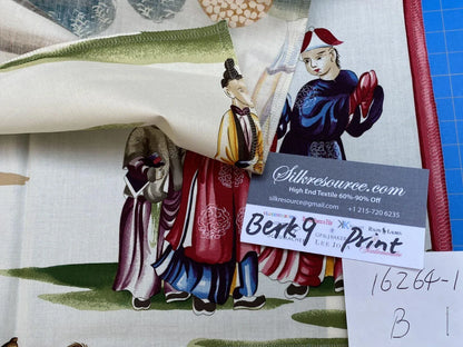 BY Yard Scalamandre Shanghai Multi On Cream Chinoisery Painting Printed Cotton MSRP USD584/Y Asian Landscape Special Order