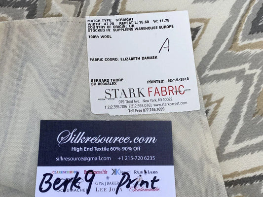 25a Berkbox9 Length Scalamandre Print 1 Yard  x 23" wide Alexander Flame Almond & Paloma