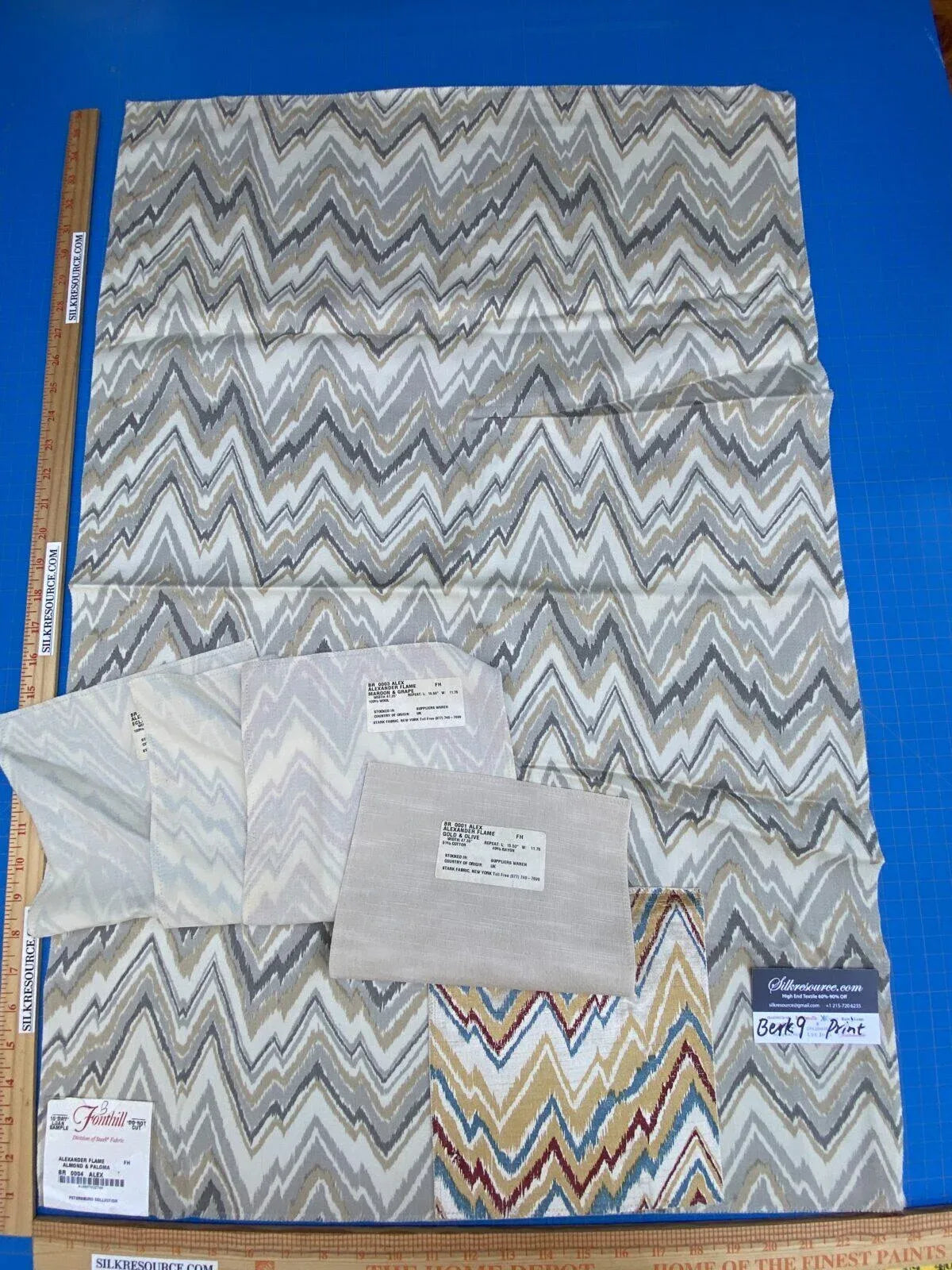 25b Berkbox9 Length Scalamandre Print 1 Yard Alexander Flame Almond &amp; Paloma