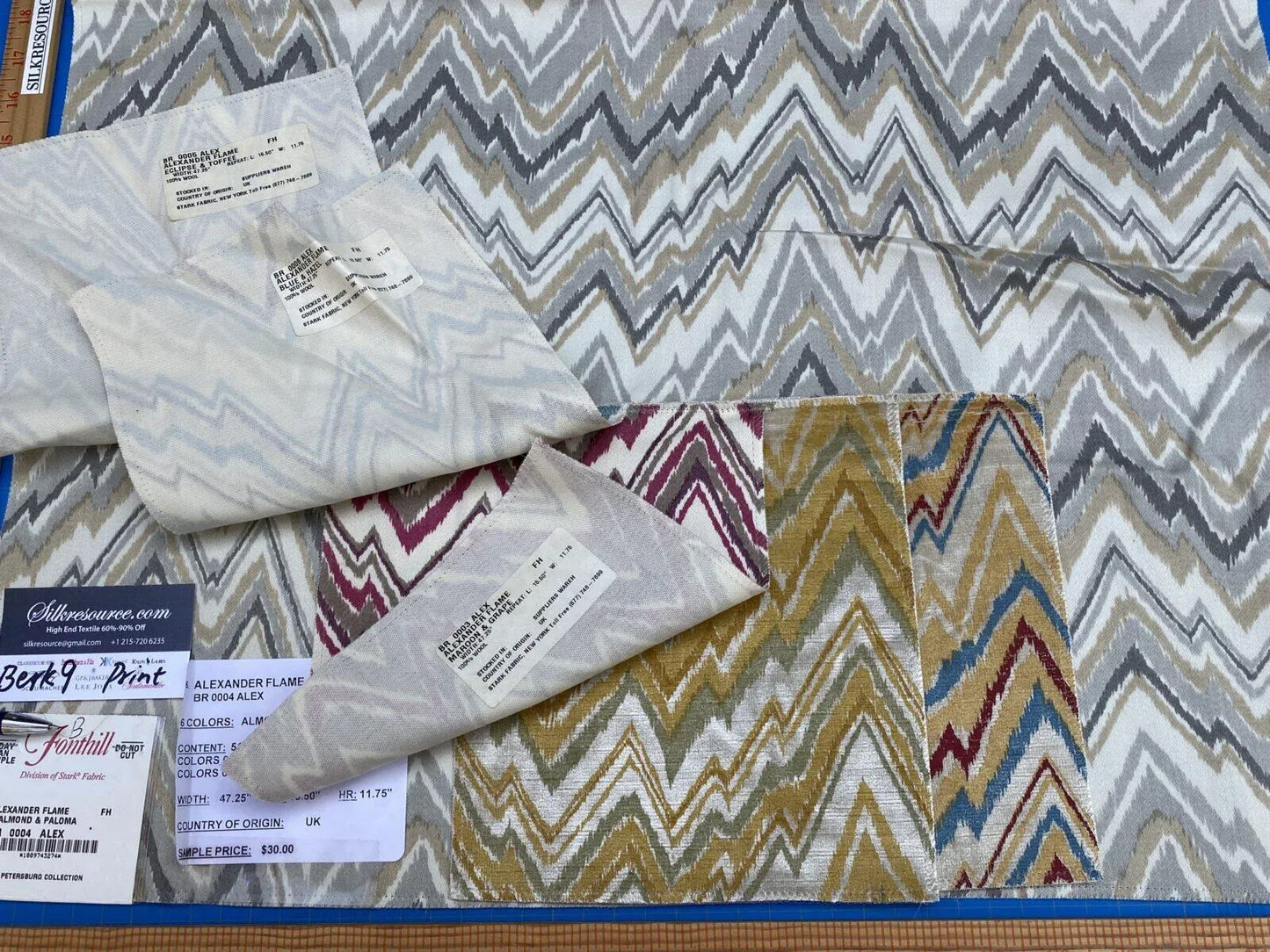 25b Berkbox9 Length Scalamandre Print 1 Yard Alexander Flame Almond &amp; Paloma