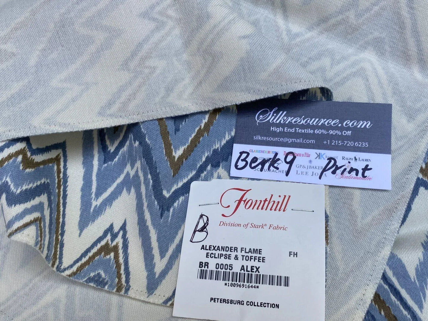 26b Berkbox9 Length Scalamandre Print 1 Yard Alexander Flame Eclipse &amp; Toffee