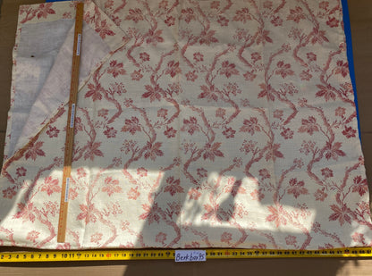 13 BerkBox95 Printed Fabrics by Scalamandre Duden Lodge Coral Red Beige Botanical Foliage Linen 2yds MSRP 238/y