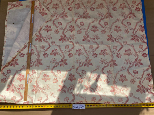 13 BerkBox95 Printed Fabrics by Scalamandre Duden Lodge Coral Red Beige Botanical Foliage Linen 2yds MSRP 238/y