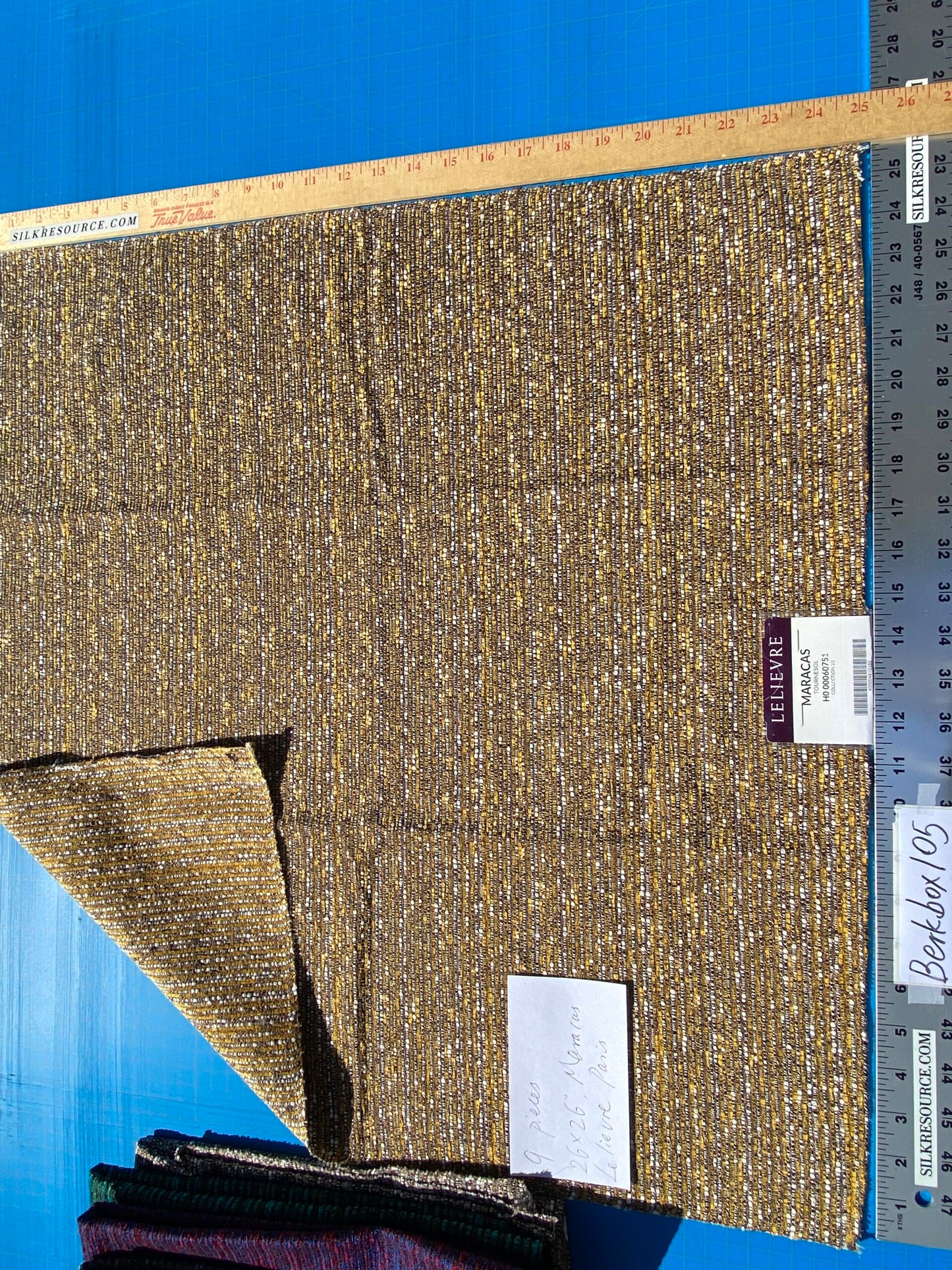 2 Berkbox105 Square Scalamandre Lelievre Paris Maracas Strie Small Scale Texture – 9 Pieces with different colors 26″width 26″ Long