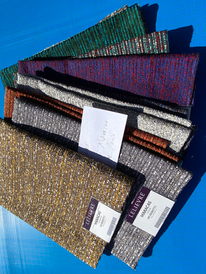 2 Berkbox105 Square Scalamandre Lelievre Paris Maracas Strie Small Scale Texture – 9 Pieces with different colors 26″width 26″ Long