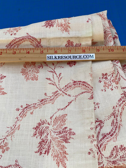 13 BerkBox95 Printed Fabrics by Scalamandre Duden Lodge Coral Red Beige Botanical Foliage Linen 2yds MSRP 238/y
