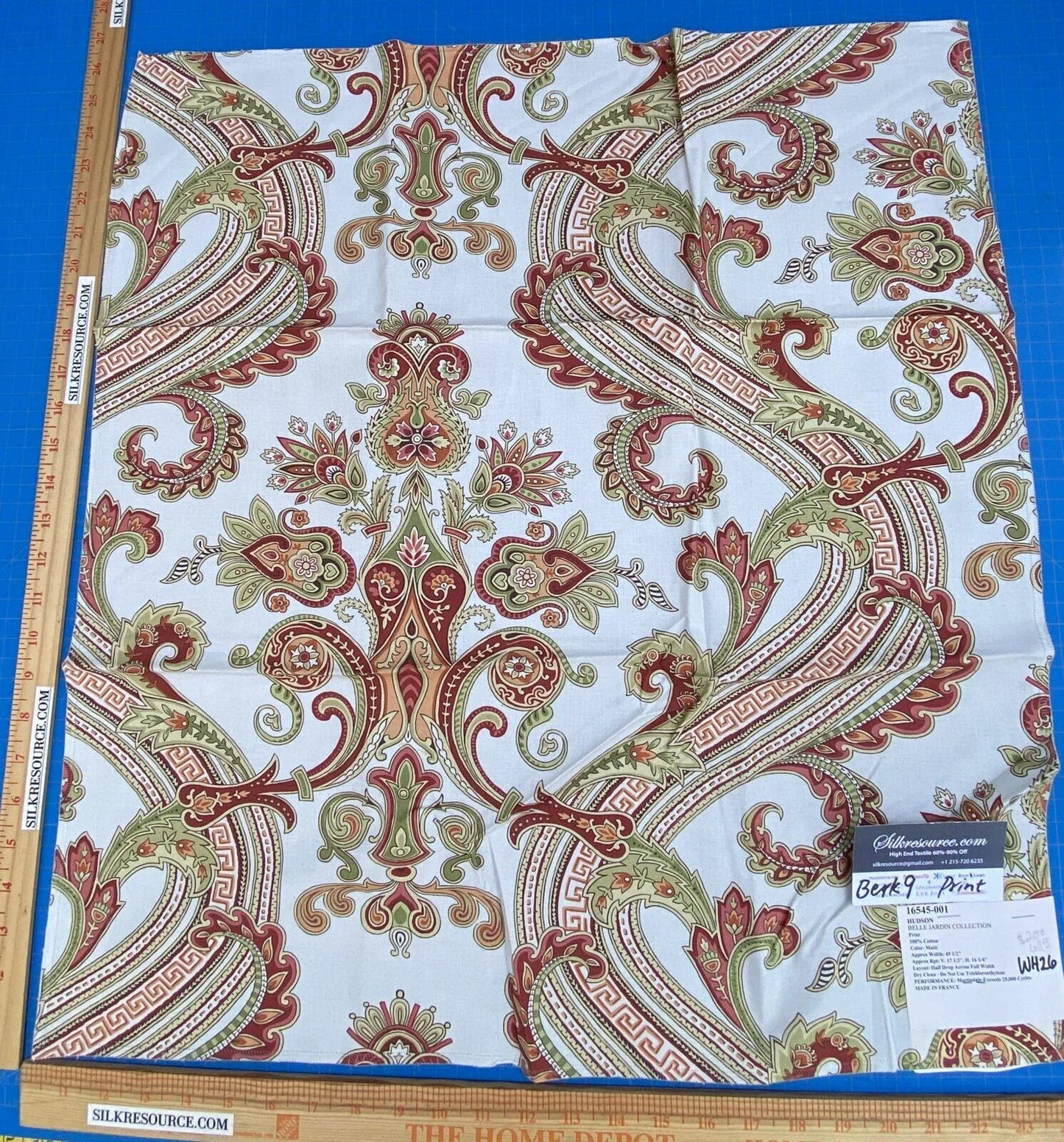 31 Berkbox9 Length Scalamandre Print 27x25 Inches Hudson Belle Jardin Collection White Paisley Printed Cotton Sateen Belle Jardin Collection Fr France MSRP USD 216/y