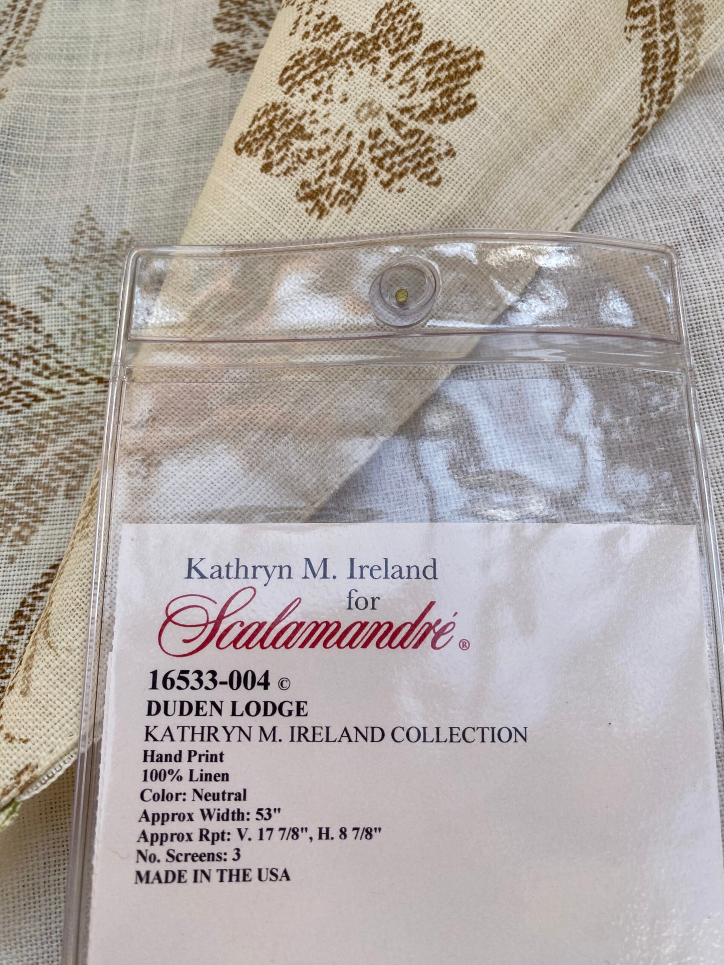 14 BerkBox95 Printed Fabrics by Scalamandre Duden Lodge Neutral Brown Beige Botanical Foliage Linen MSRP 238/y