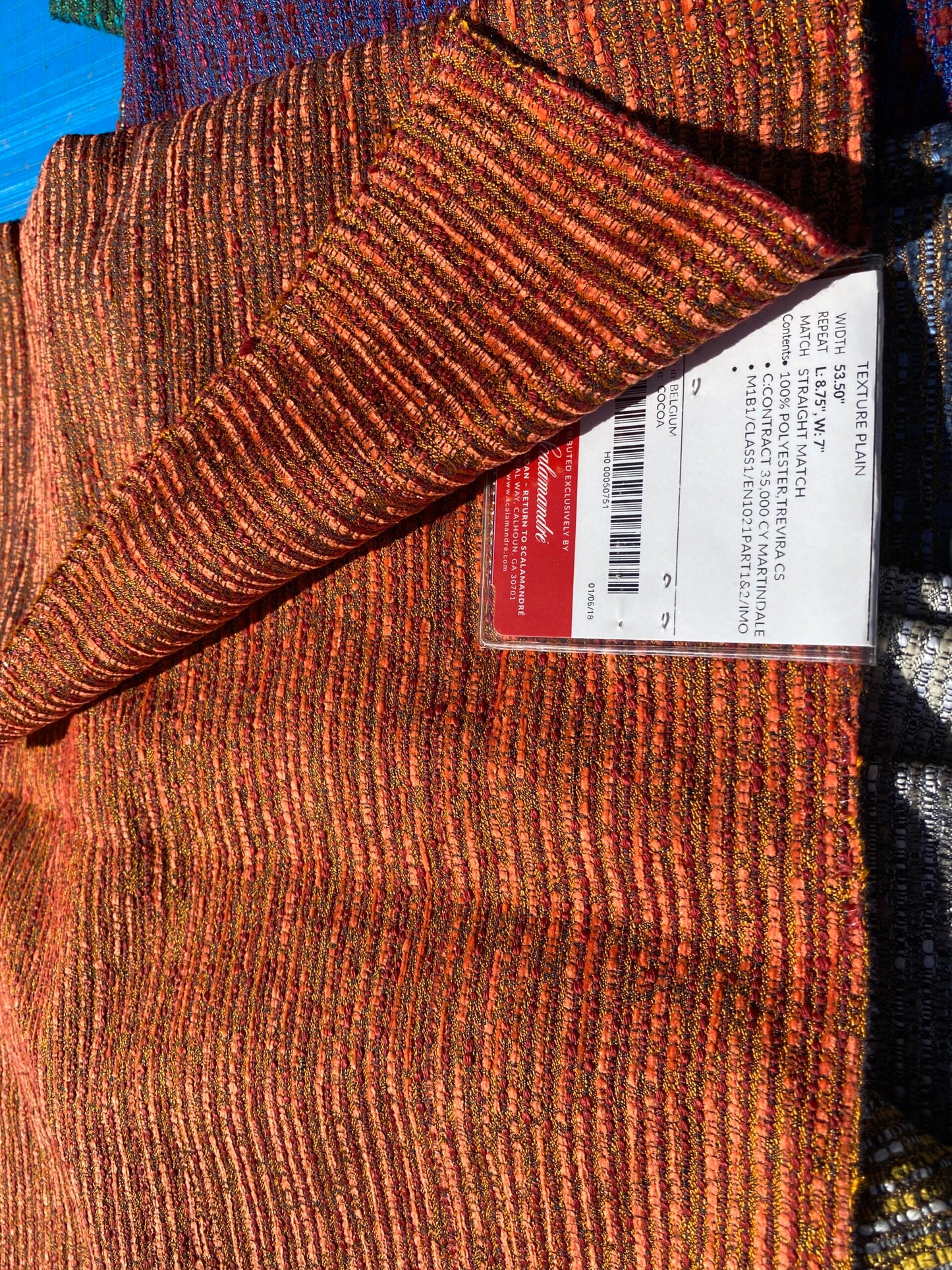 2 Berkbox105 Square Scalamandre Lelievre Paris Maracas Strie Small Scale Texture – 9 Pieces with different colors 26″width 26″ Long