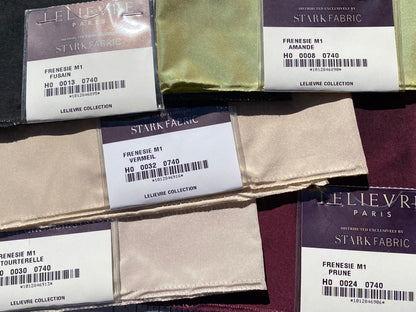 3 Berkbox105 Square Scalamandre Lelievre Paris Frenesie M1 Plain Solid Polyester Taffeta – 34 Pieces with different colors 24.5″width 15″ Long