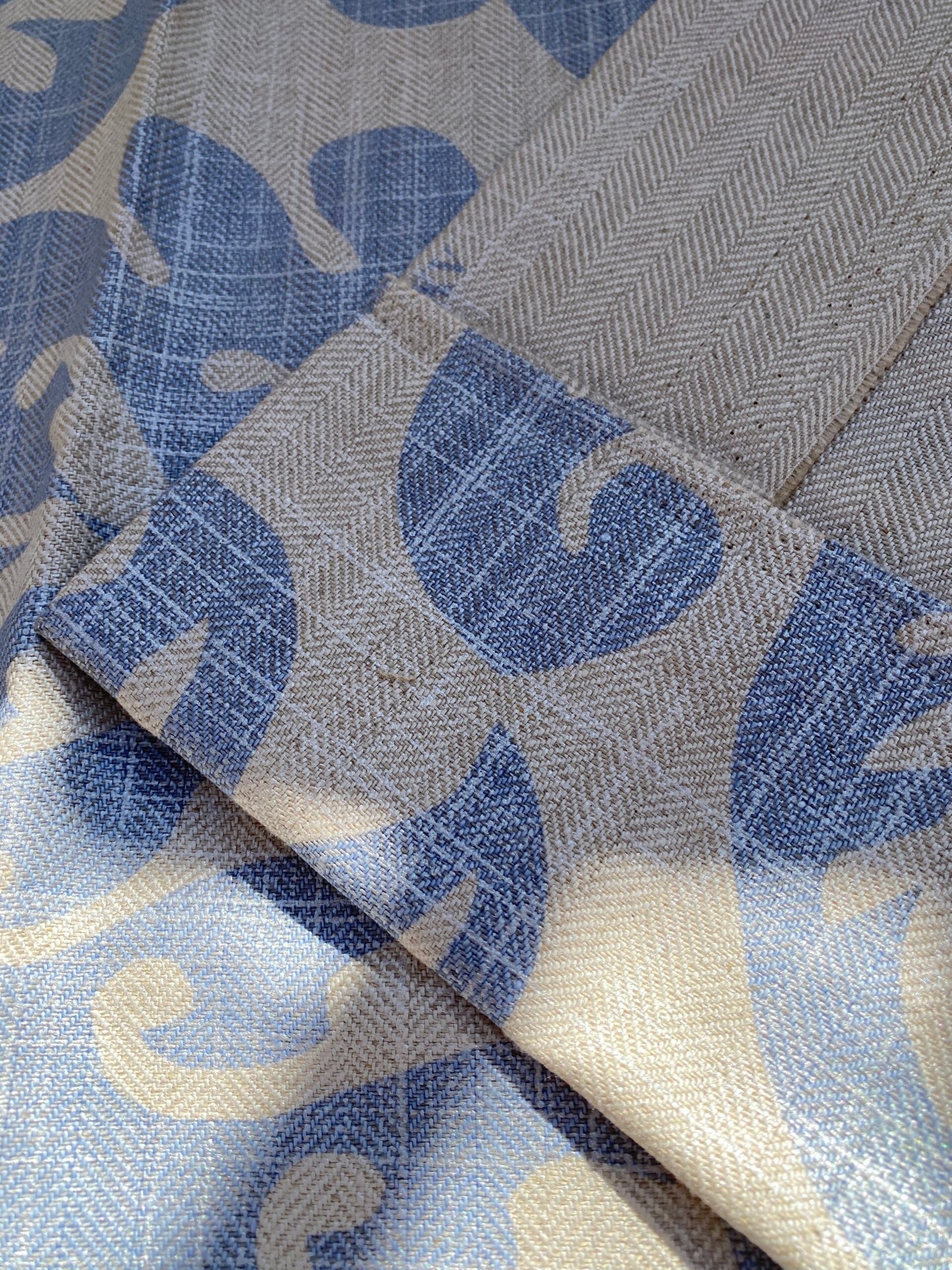 16 BerkBox95 Printed Fabrics by Grey Watkins Pamlico Sky blue White Historic Botanical Foliage Linen MSRP USD656/y