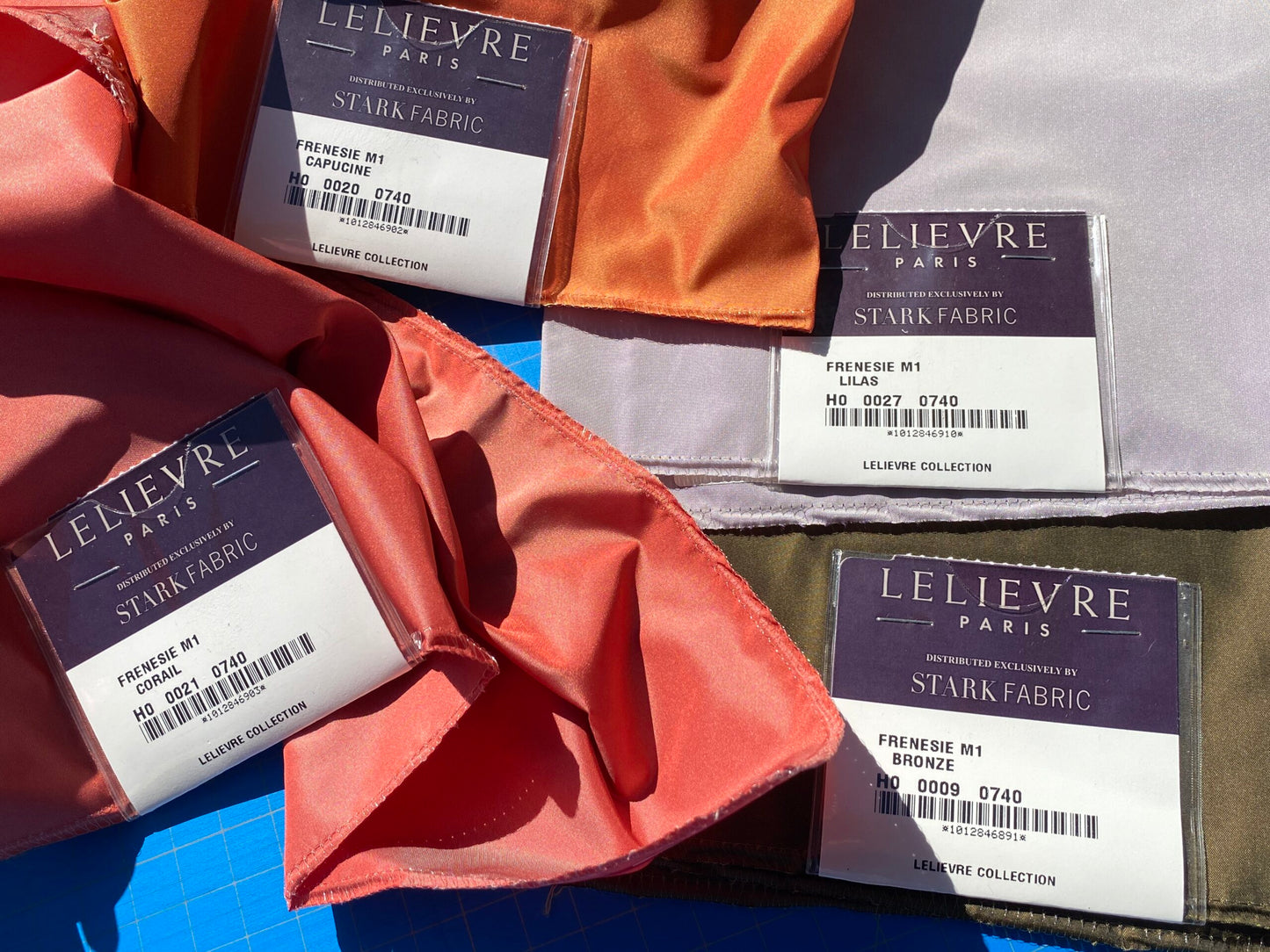 3 Berkbox105 Square Scalamandre Lelievre Paris Frenesie M1 Plain Solid Polyester Taffeta – 34 Pieces with different colors 24.5″width 15″ Long