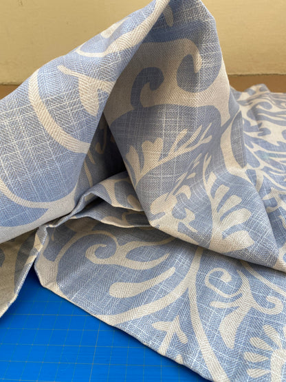 16 BerkBox95 Printed Fabrics by Grey Watkins Pamlico Sky blue White Historic Botanical Foliage Linen MSRP USD656/y