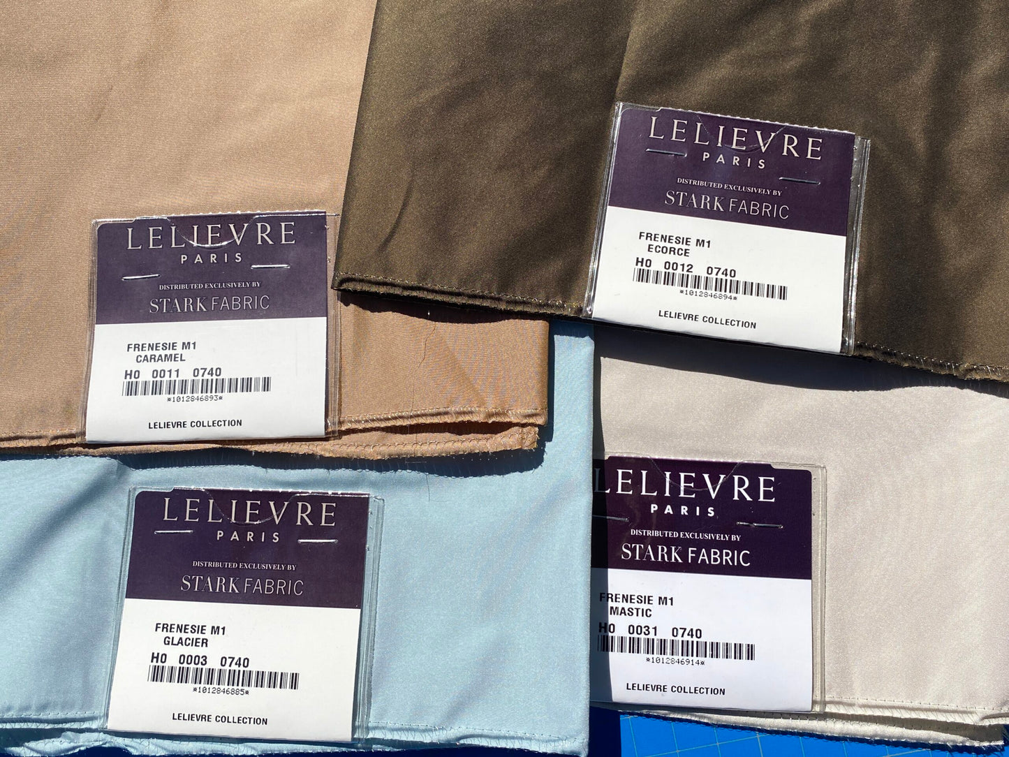 3 Berkbox105 Square Scalamandre Lelievre Paris Frenesie M1 Plain Solid Polyester Taffeta – 34 Pieces with different colors 24.5″width 15″ Long