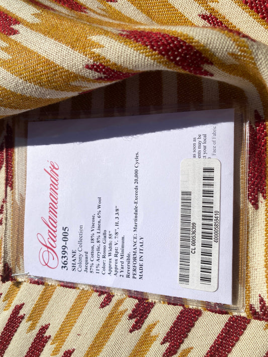 4 Berkbox105 Square Scalamandre Shane Rosso Giallo Yellow Red Jacquard Cotton Geometric