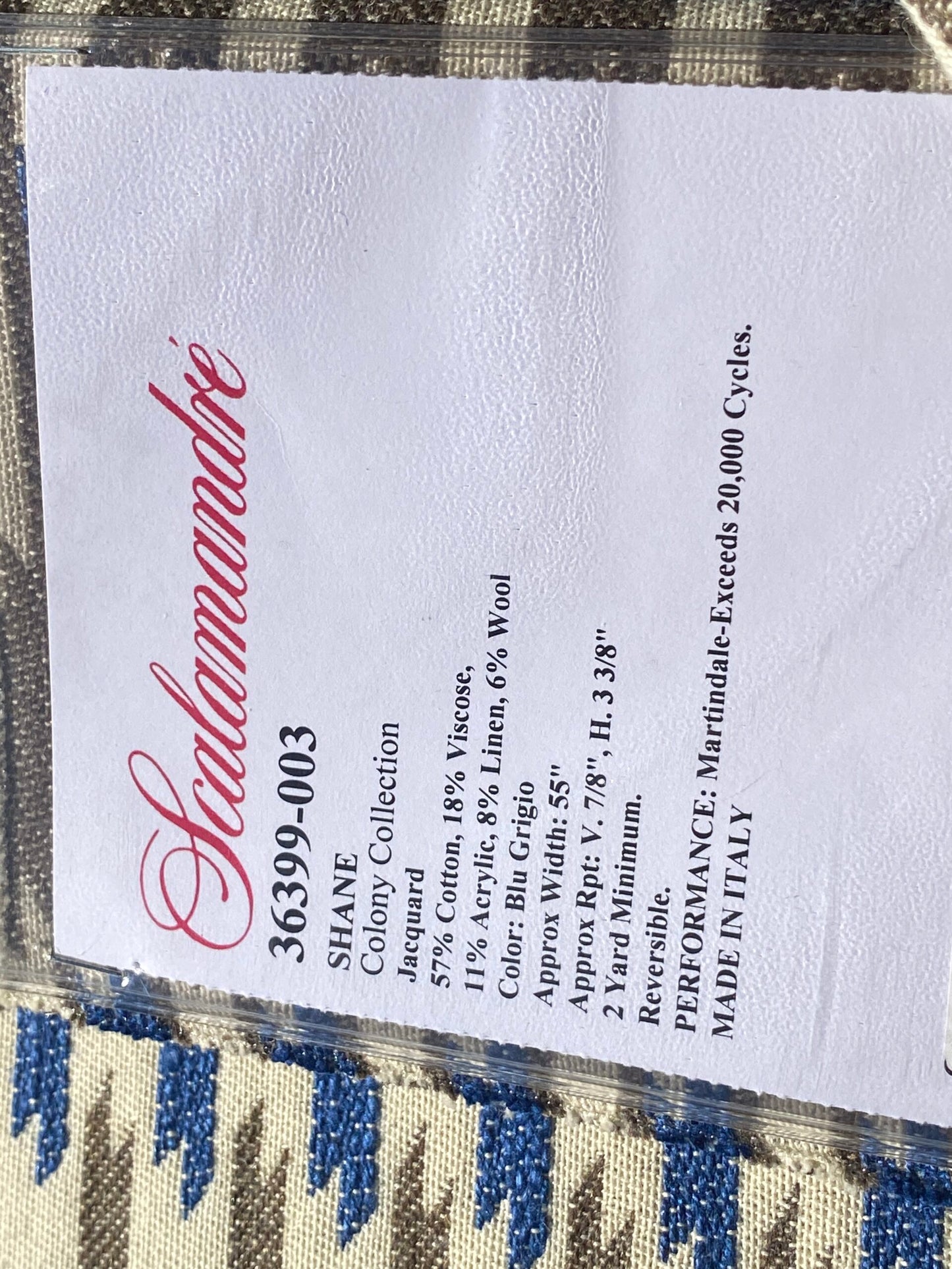 5 Berkbox105 Square Scalamandre Shane Rosso Blu Grigio Blue Gray Jacquard Cotton Geometric