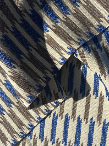 5 Berkbox105 Square Scalamandre Shane Rosso Blu Grigio Blue Gray Jacquard Cotton Geometric