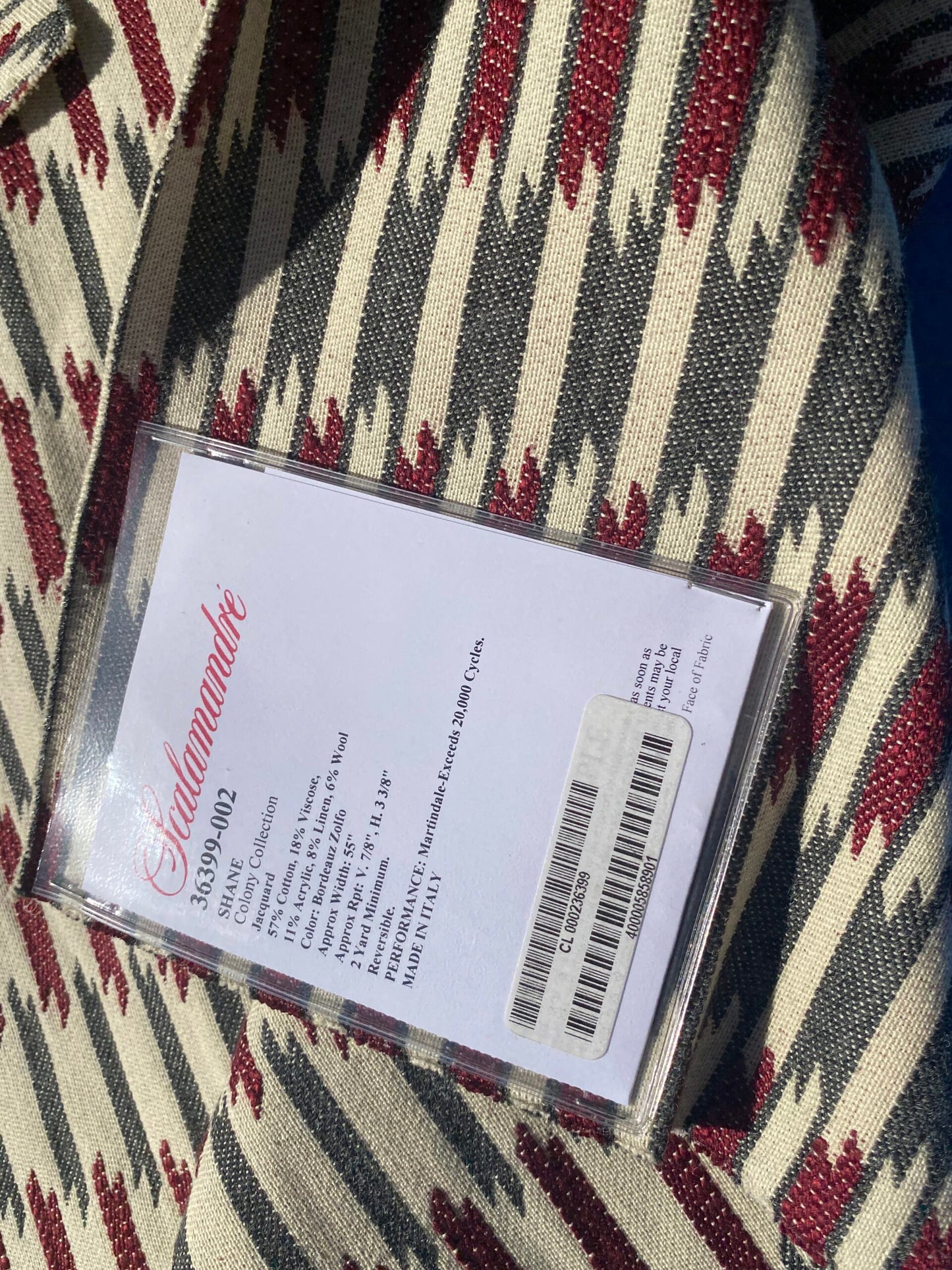 7 Berkbox105 Square Scalamandre Shane Bordeauz Zolfo Red Gray Jacquard Cotton Geometric