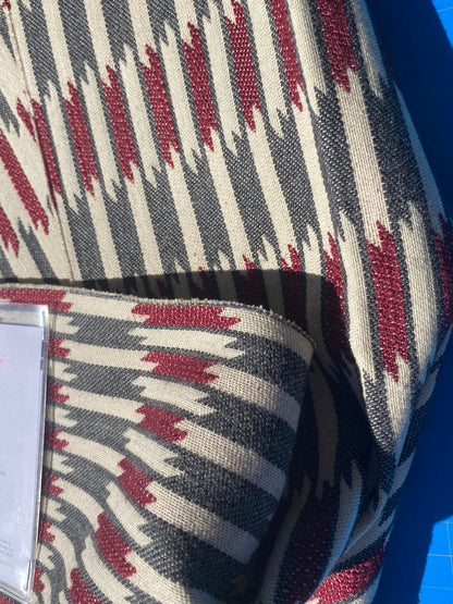 7 Berkbox105 Square Scalamandre Shane Bordeauz Zolfo Red Gray Jacquard Cotton Geometric