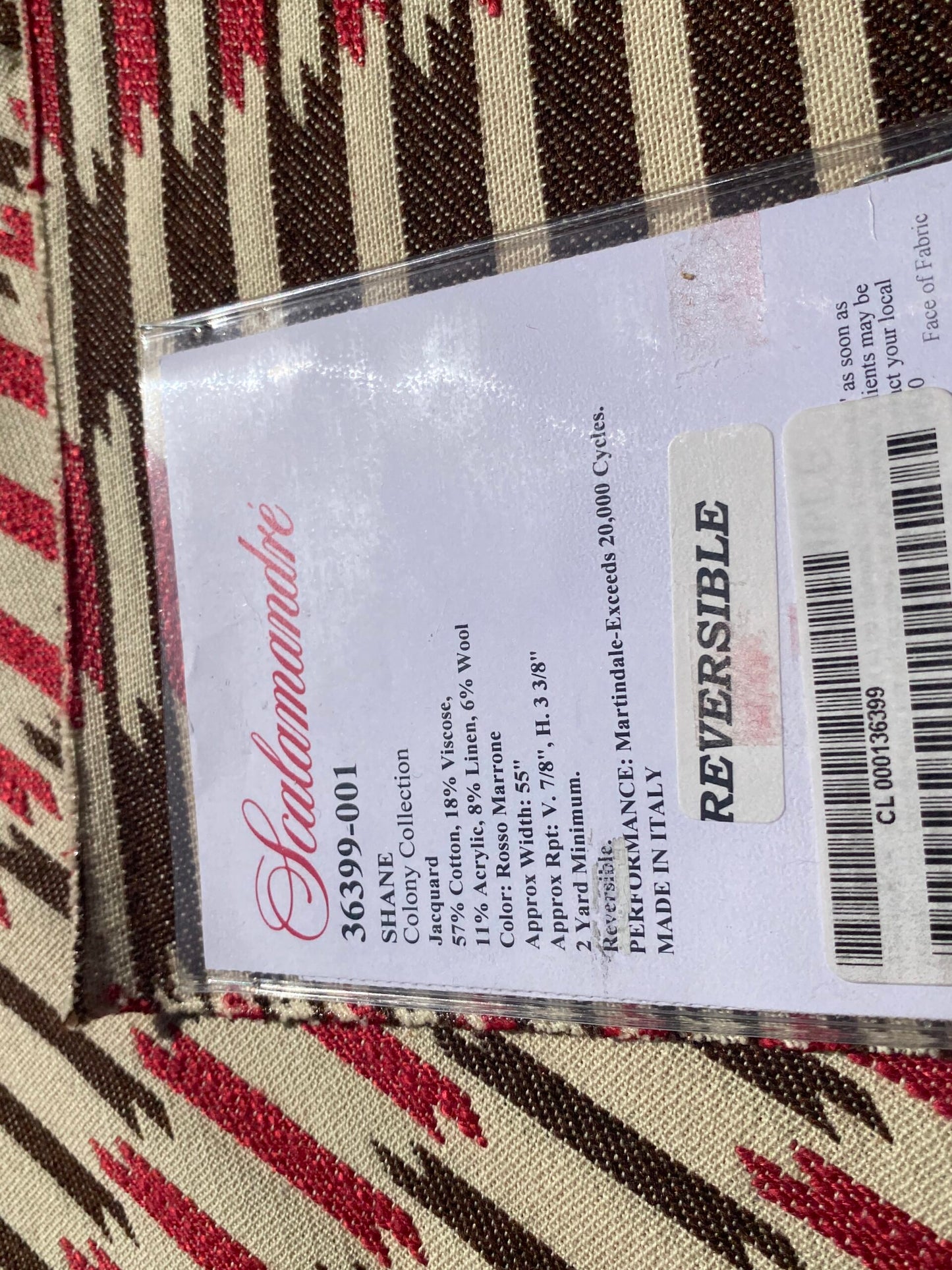 8 Berkbox105 Square Scalamandre Shane Bordeauz Rosso Marrone Red Brown  Jacquard Cotton Geometric