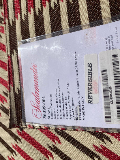 8 Berkbox105 Square Scalamandre Shane Bordeauz Rosso Marrone Red Brown  Jacquard Cotton Geometric