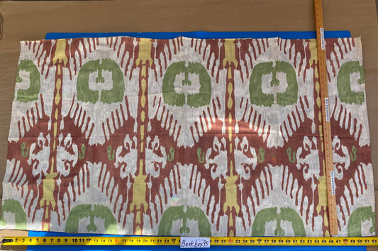 19 BerkBox95 Printed Fabrics by Scalamandre Oasis Outdoor Print Red White Green Yellow Large Ikat Suzani MSRP USD 198/Y