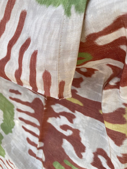 19 BerkBox95 Printed Fabrics by Scalamandre Oasis Outdoor Print Red White Green Yellow Large Ikat Suzani MSRP USD 198/Y