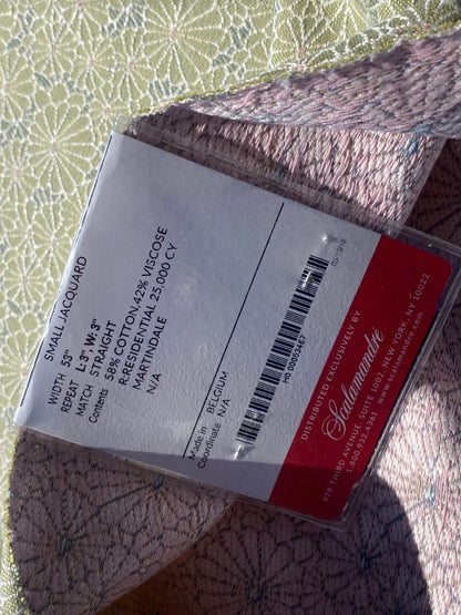 10 Berkbox105 Square Scalamandre Jean Paul Gaultier Obi Jacquard Amande Green White Floral Small Scale