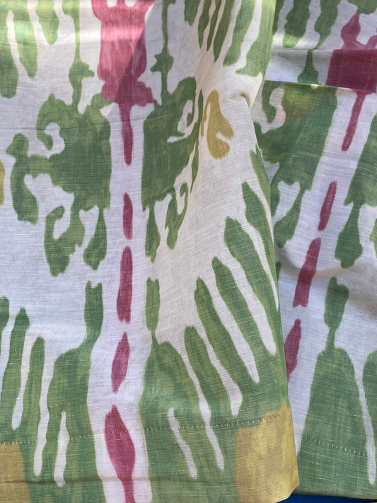 20 BerkBox95 Printed Fabrics by Scalamandre Oasis Outdoor Print Red White Green Yellow Large Ikat Suzani MSRP USD 198/Y