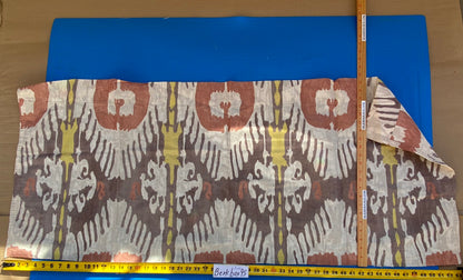 21 BerkBox95 Printed Fabrics by Scalamandre Oasis Outdoor Print Red White Brown Yellow Large Ikat Suzani MSRP USD 198/Y