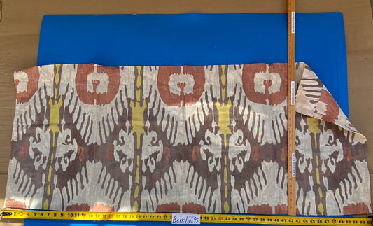 21 BerkBox95 Printed Fabrics by Scalamandre Oasis Outdoor Print Red White Brown Yellow Large Ikat Suzani MSRP USD 198/Y