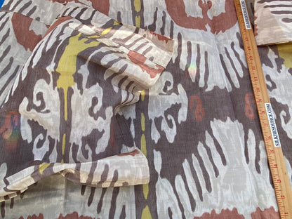 21 BerkBox95 Printed Fabrics by Scalamandre Oasis Outdoor Print Red White Brown Yellow Large Ikat Suzani MSRP USD 198/Y