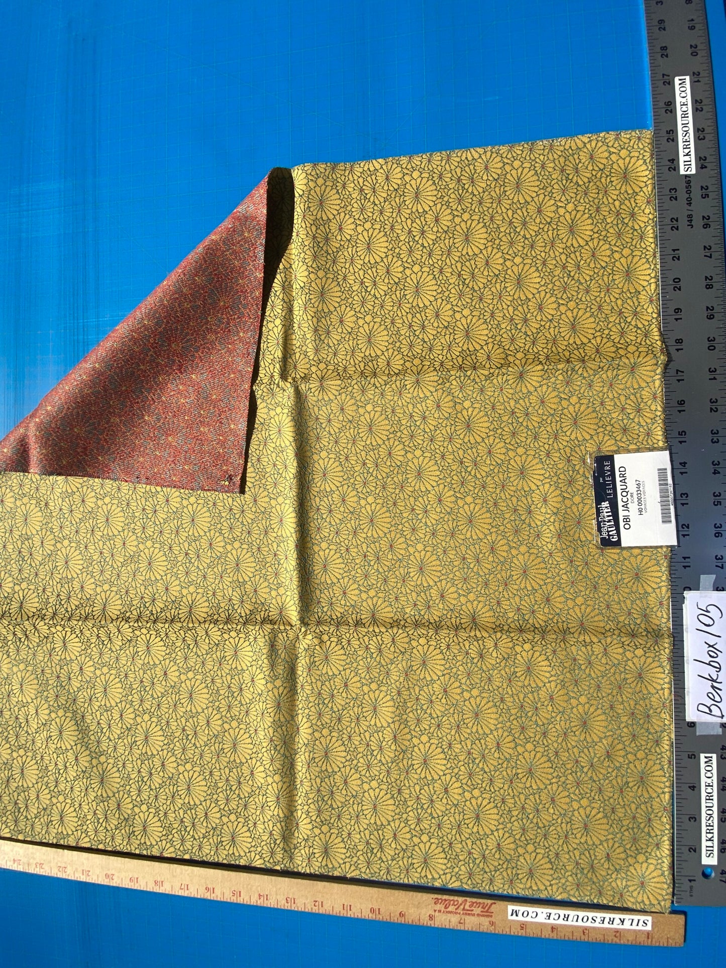 12 Berkbox105 Square Scalamandre Jean Paul Gaultier Obi Jacquard Dore Yellow Floral Small Scale
