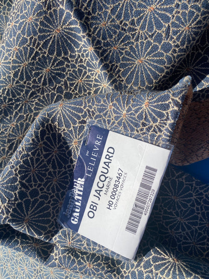 13 Berkbox105 Square Scalamandre Jean Paul Gaultier Obi Jacquard Marine Blue White Floral Small Scale