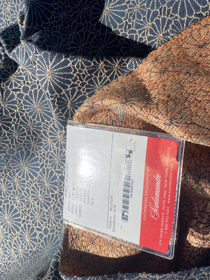 13 Berkbox105 Square Scalamandre Jean Paul Gaultier Obi Jacquard Marine Blue White Floral Small Scale