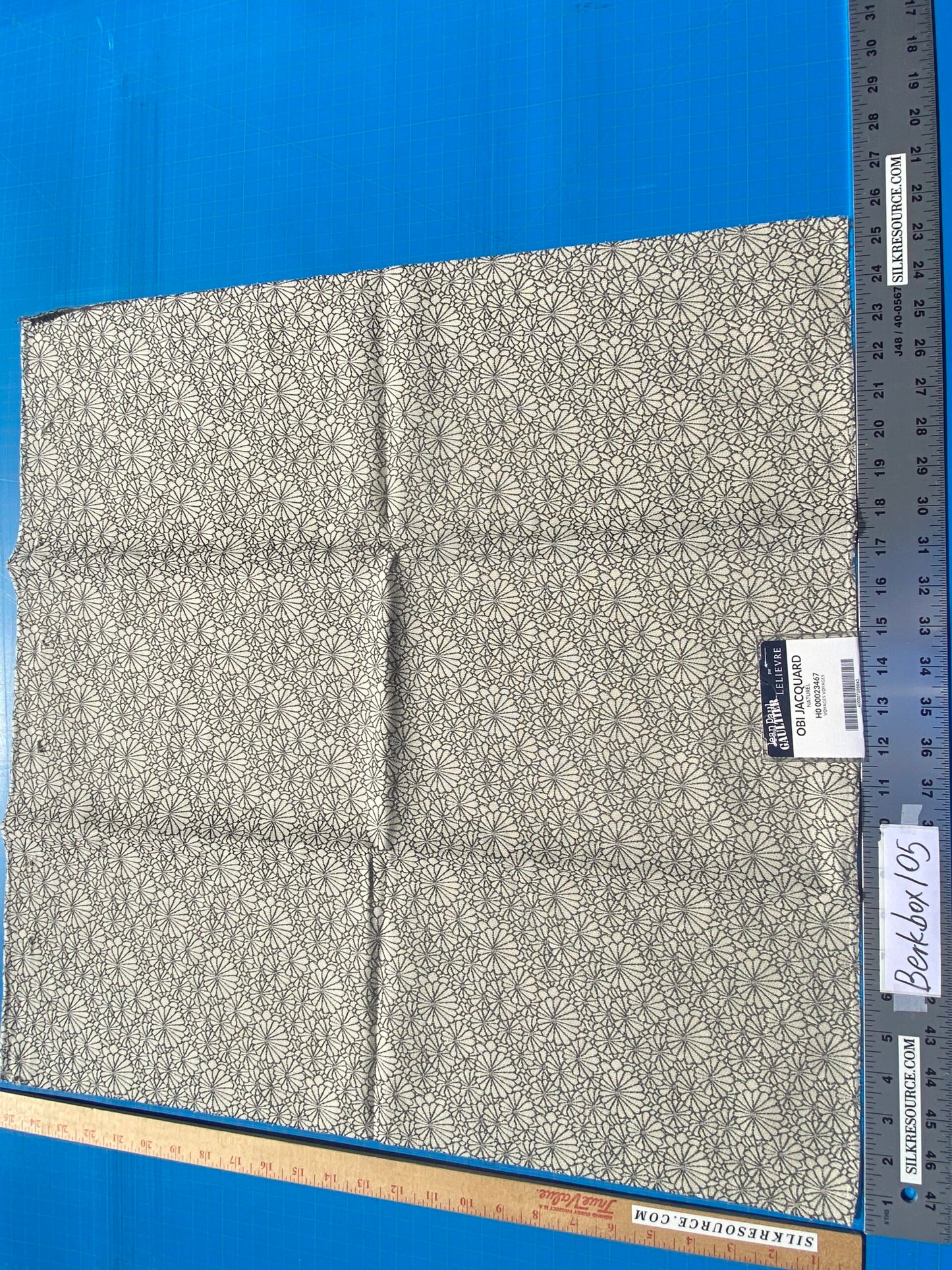 14 Berkbox105 Square Scalamandre Jean Paul Gaultier Obi Jacquard Nature Cream White Floral Small Scale
