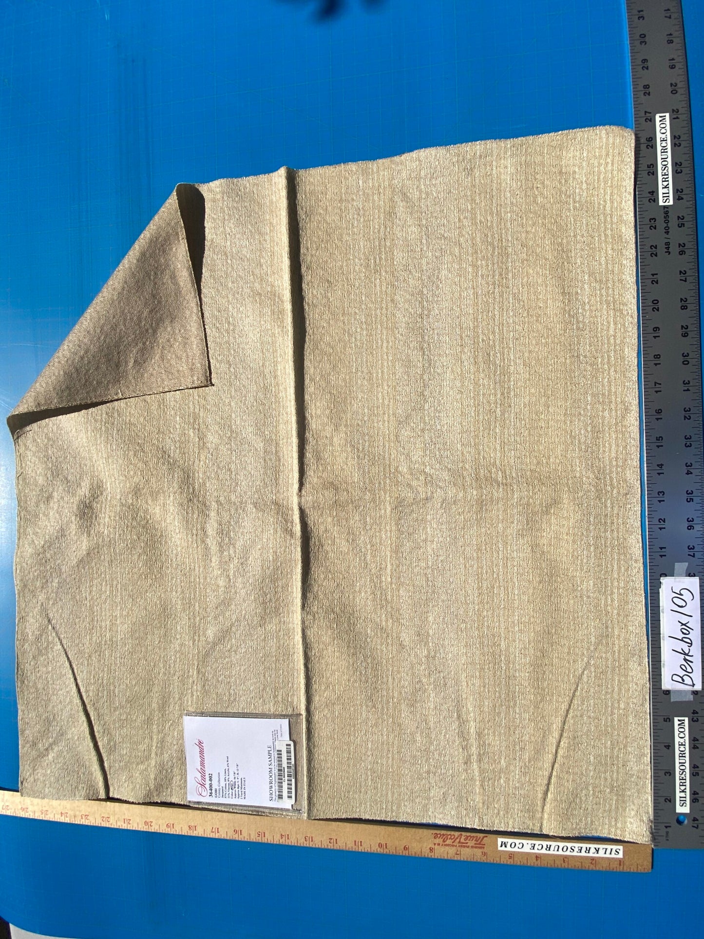 21 Berkbox105 Square Scalamandre Gobi Beige Jacquard Cotton Strie Texture