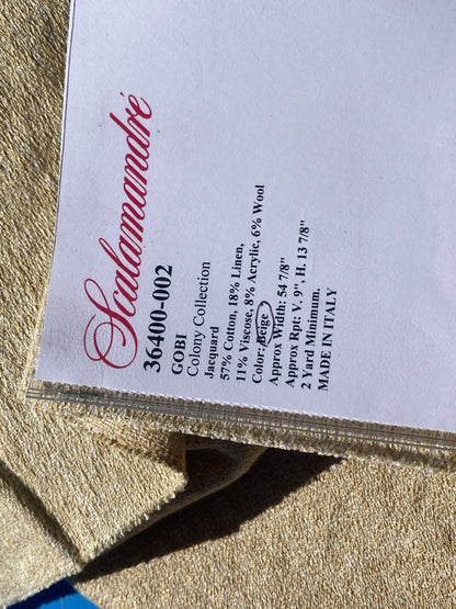 21 Berkbox105 Square Scalamandre Gobi Beige Jacquard Cotton Strie Texture