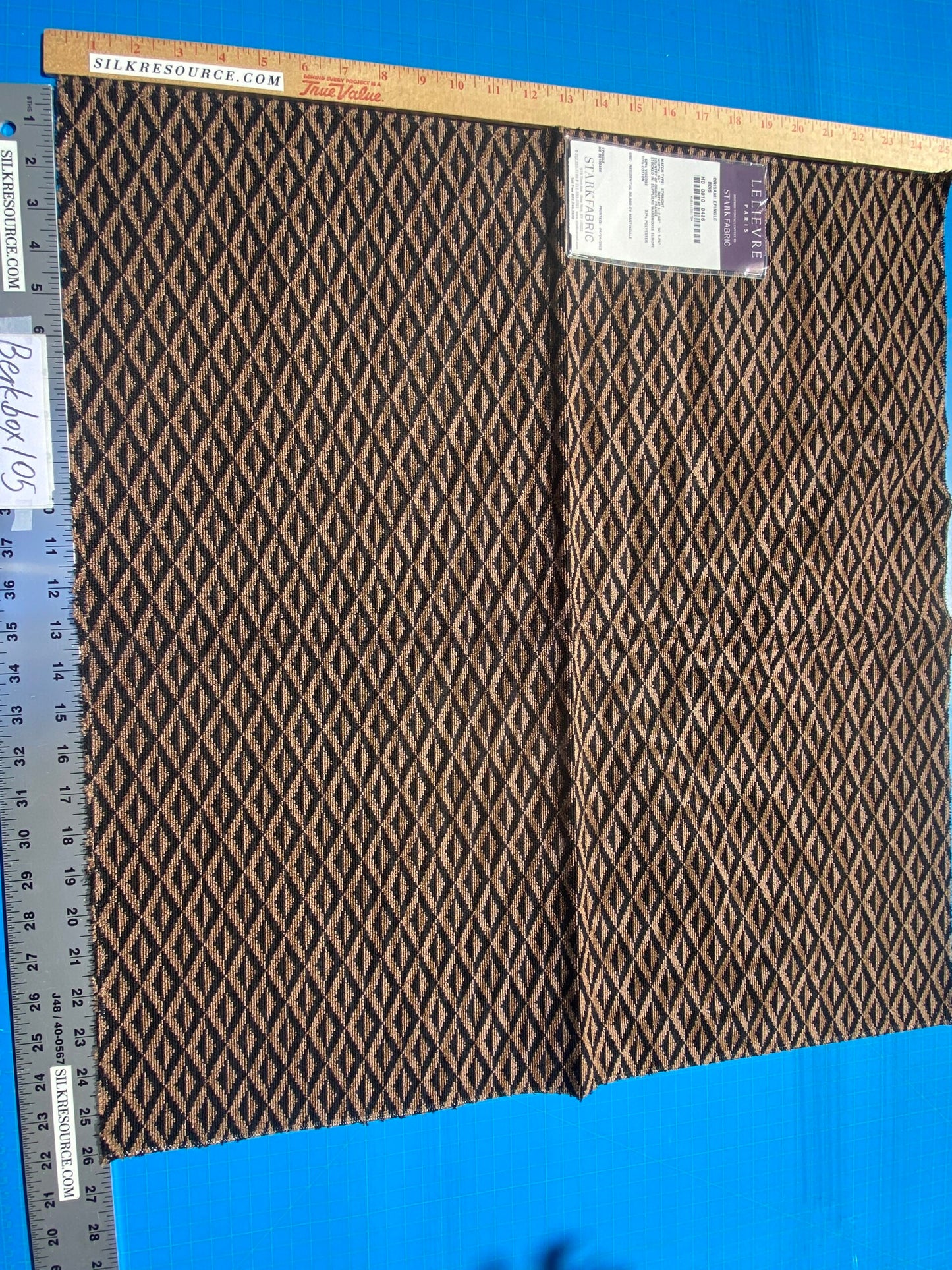 25 Berkbox105 Square Scalamandre Lelievre Paris Origami Epingle Bois Brown Black Diamond Geometric Small Scale MSRP USD374/y